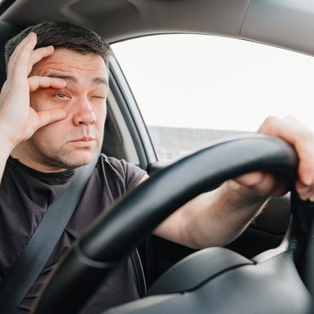 Driver falling asleep at the wheel