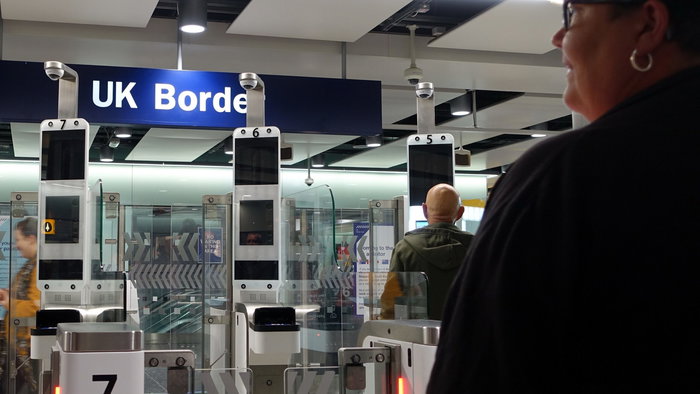 UK border in an airport