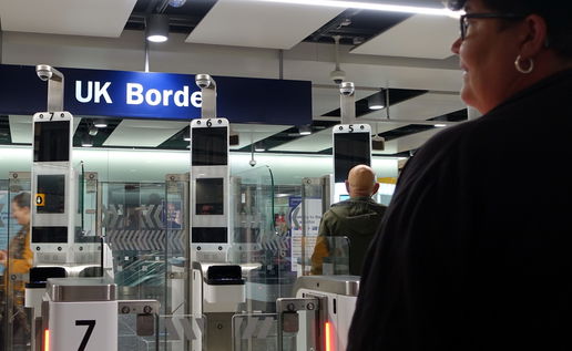 UK border in an airport