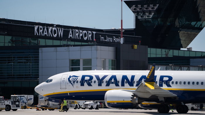 Ryanair aircraft in Krakow airport