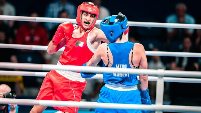 Imane Khelif punching a woman.