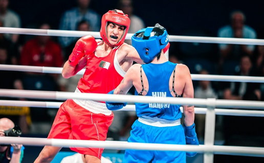Imane Khelif punching a woman.