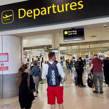 Heading for departures at Gatwick.