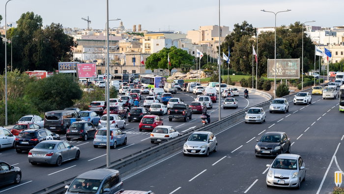 Marsa, Malta, with some of the worst traffic jams in Europe.