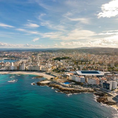 Arial view of A Coruña city
