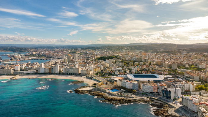 Arial view of A Coruña city