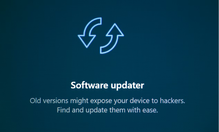 Software updater with the refresh arrow symbol