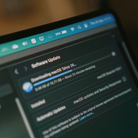 Laptop showing on screen details for software
