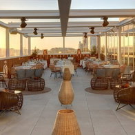 rooftop bar in marbella during sunset
