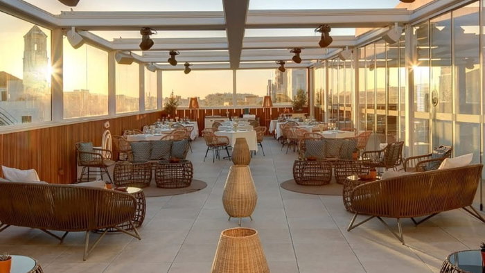rooftop bar in marbella during sunset