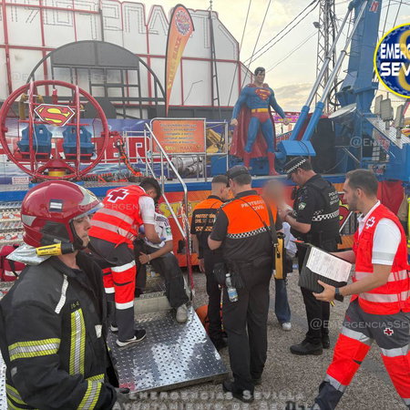 Emergency services attending injured from a fair ground ride