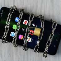 Mobile phone in chains.