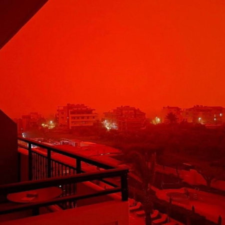 Blood red landscape across Crete.