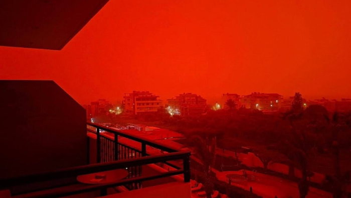 Blood red landscape across Crete.