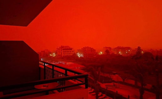 Blood red landscape across Crete.