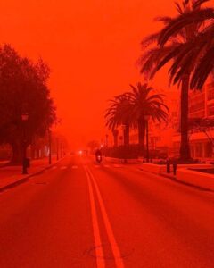 Blood red landscape across Crete.