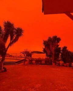 Blood red landscape across Crete.