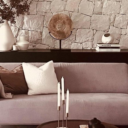 Current interior design trends featuring soft earthy tones.