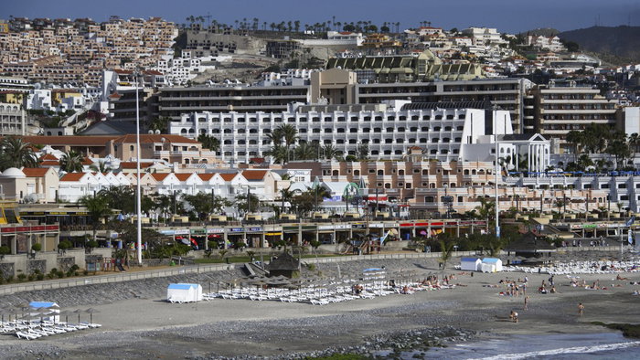 Busy holiday resort Playa de las Americas