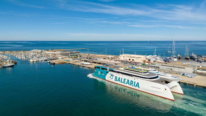 Ferry entering Denia port.
