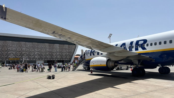 Ryanair plane on the ground at Marrakech airport