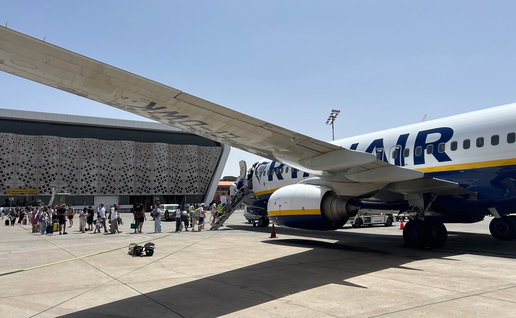 Ryanair plane on the ground at Marrakech airport