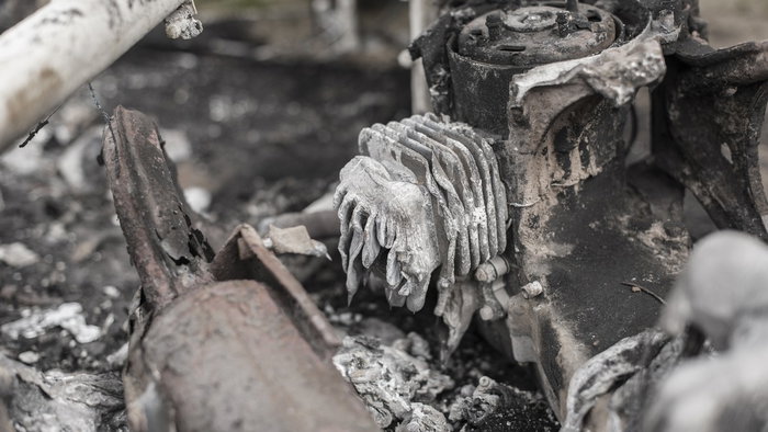 Remains of a scooter fire