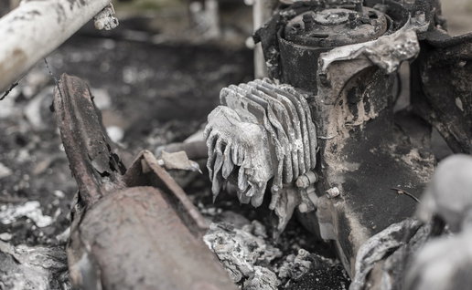 Remains of a scooter fire