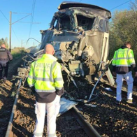 Train accident with emergency services around the scene