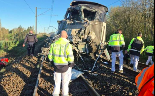Train accident with emergency services around the scene