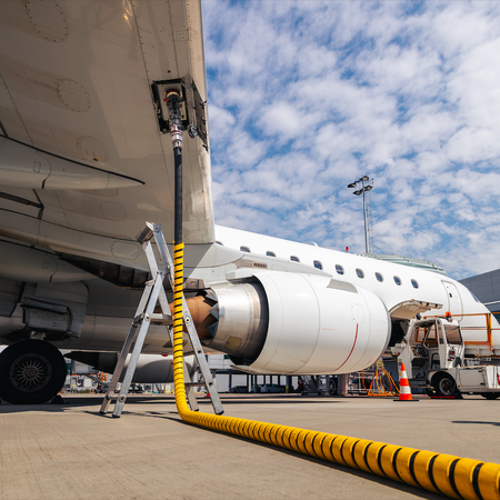 Airplane refuelling at an airport
