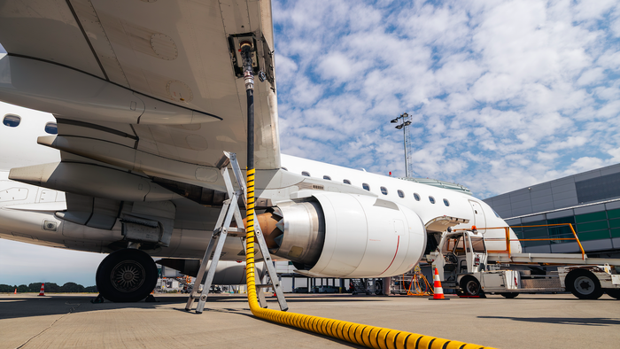 Airplane refuelling at an airport