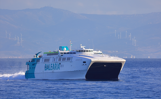 Ferry crossing the strait of Gibraltar