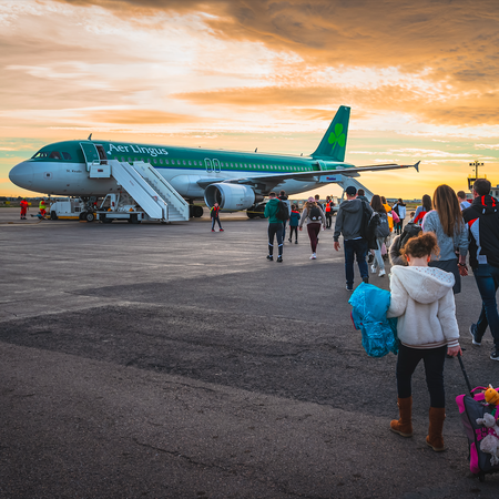 Passengers boarding an Aer Lingus flight