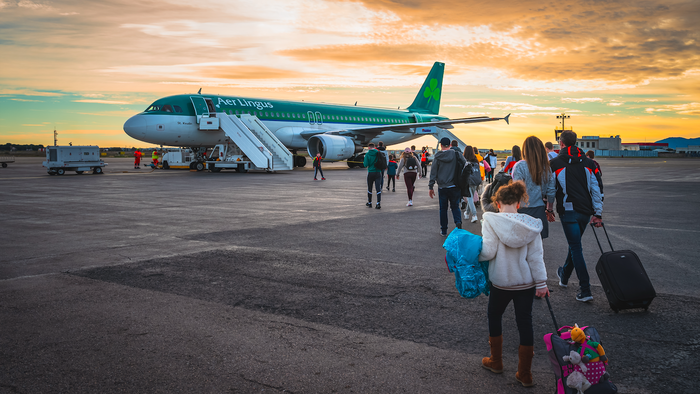 Passengers boarding an Aer Lingus flight