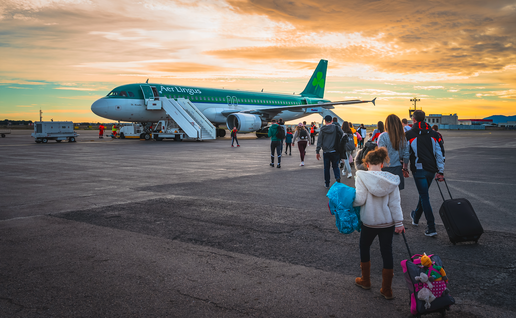 Passengers boarding an Aer Lingus flight