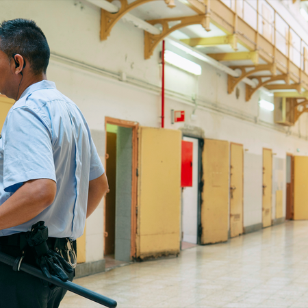 Prison in Spain with a security guard on duty
