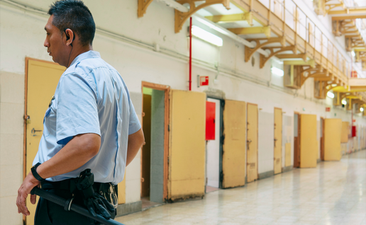 Prison in Spain with a security guard on duty