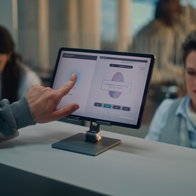 Woman at a biometric boarder check