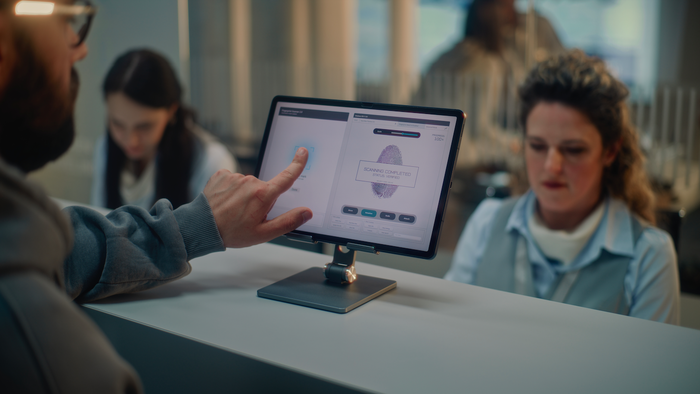 Woman at a biometric boarder check