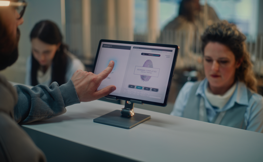 Woman at a biometric boarder check