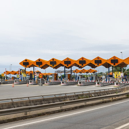 Spanish motorway toll booths on a major road as several toll routes remain free overnight in 2026