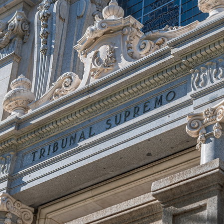 Facade of Spain’s Supreme Court building (Tribunal Supremo) in Madrid