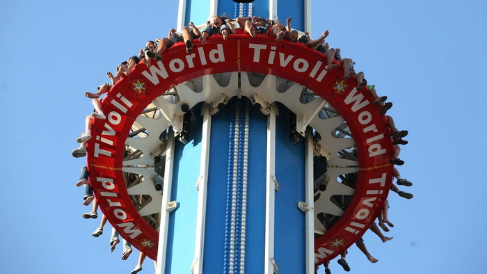 Tourists enjoying the rides at Tivoli World theme park in Benalmadena