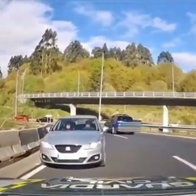 Moment Guardia Civil stops car going wrong way round roundabout
