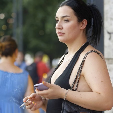 woman smoking outside