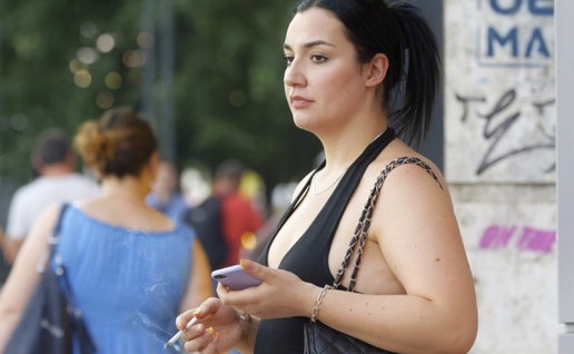 woman smoking outside