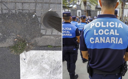 Las Palmas local police out in force looking for litter louts.
