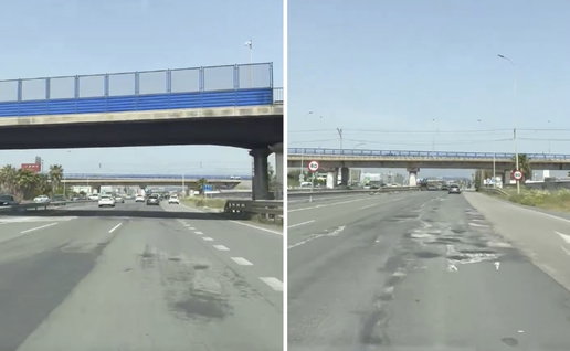 LIke a war zone. The dreaded MA-21 airport road in Malaga.