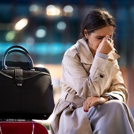 women upset at airport